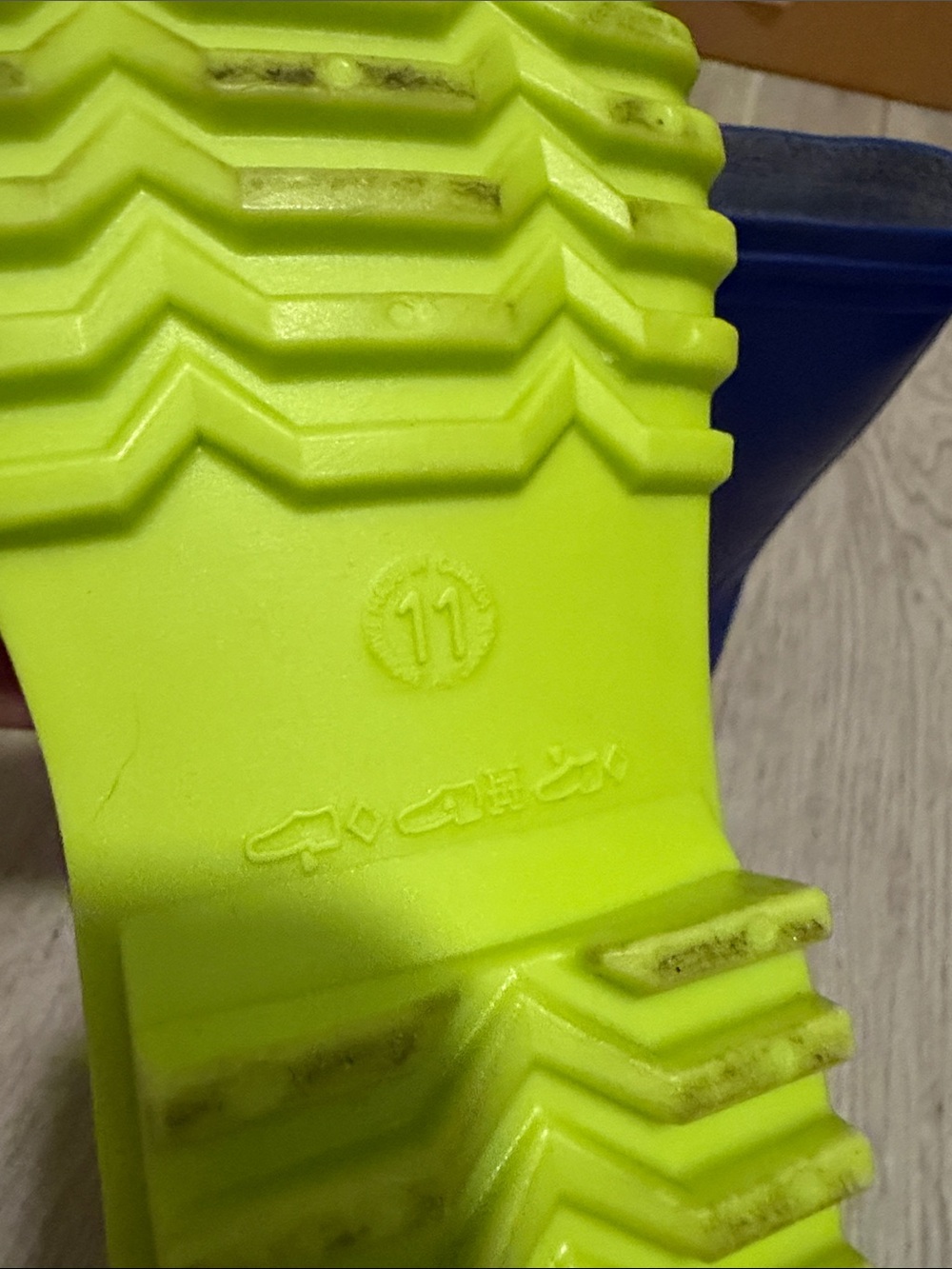 Kids Blue Rain Boots with Lime Trim - Picture 2 of 3